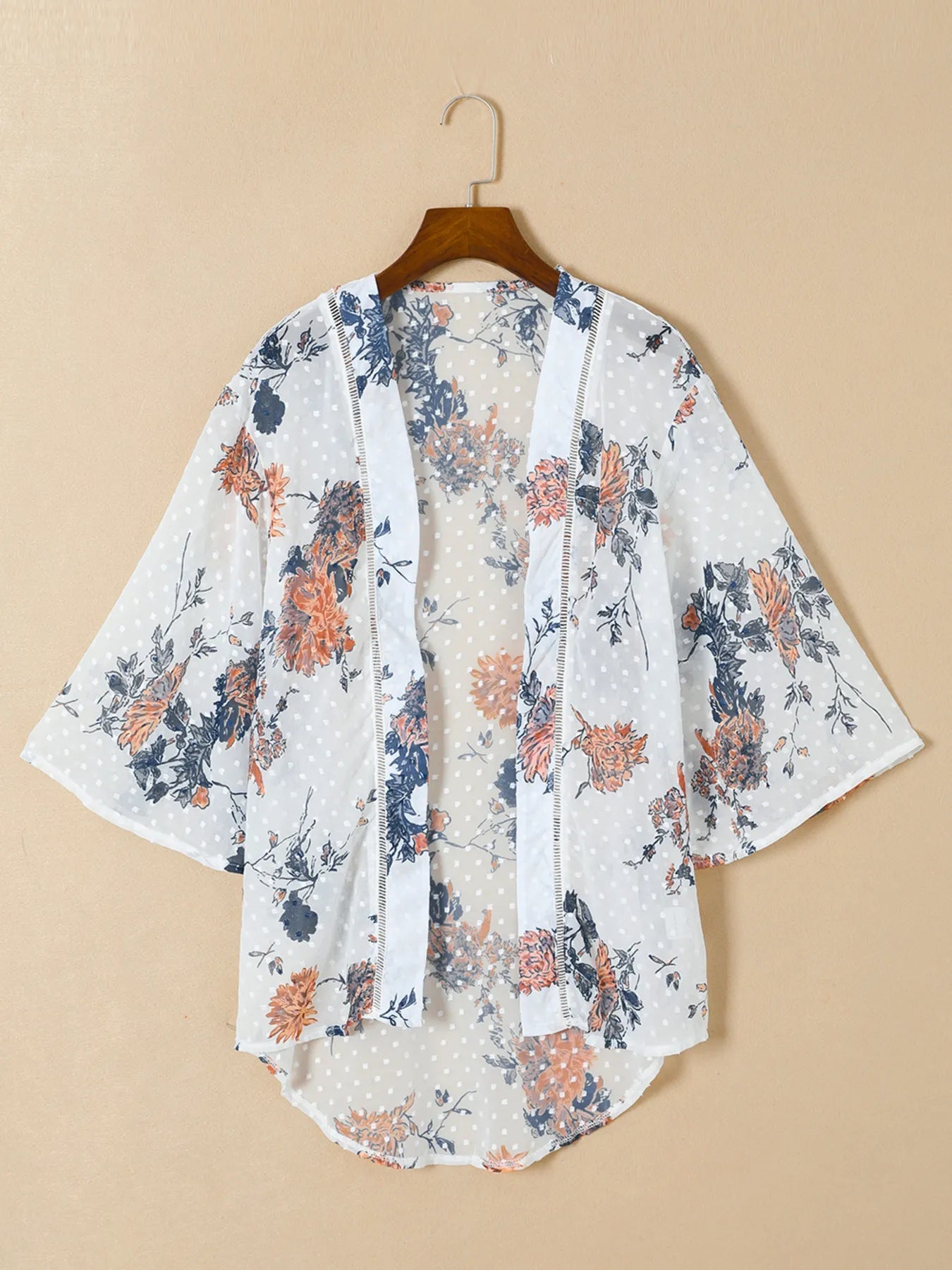 Floral Print Open Front Cover Up