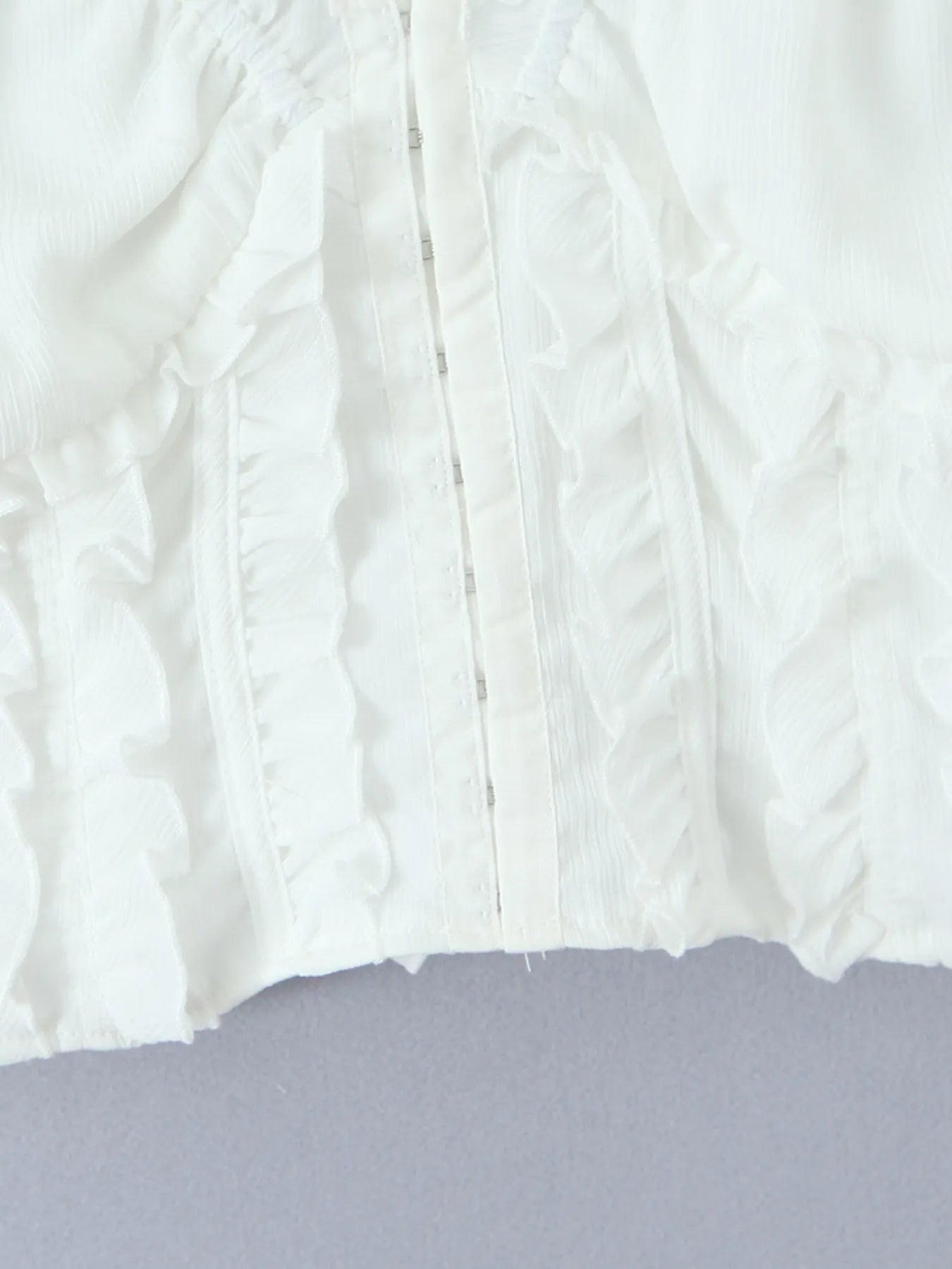 Frill V - Neck Puff Sleeve Blouse