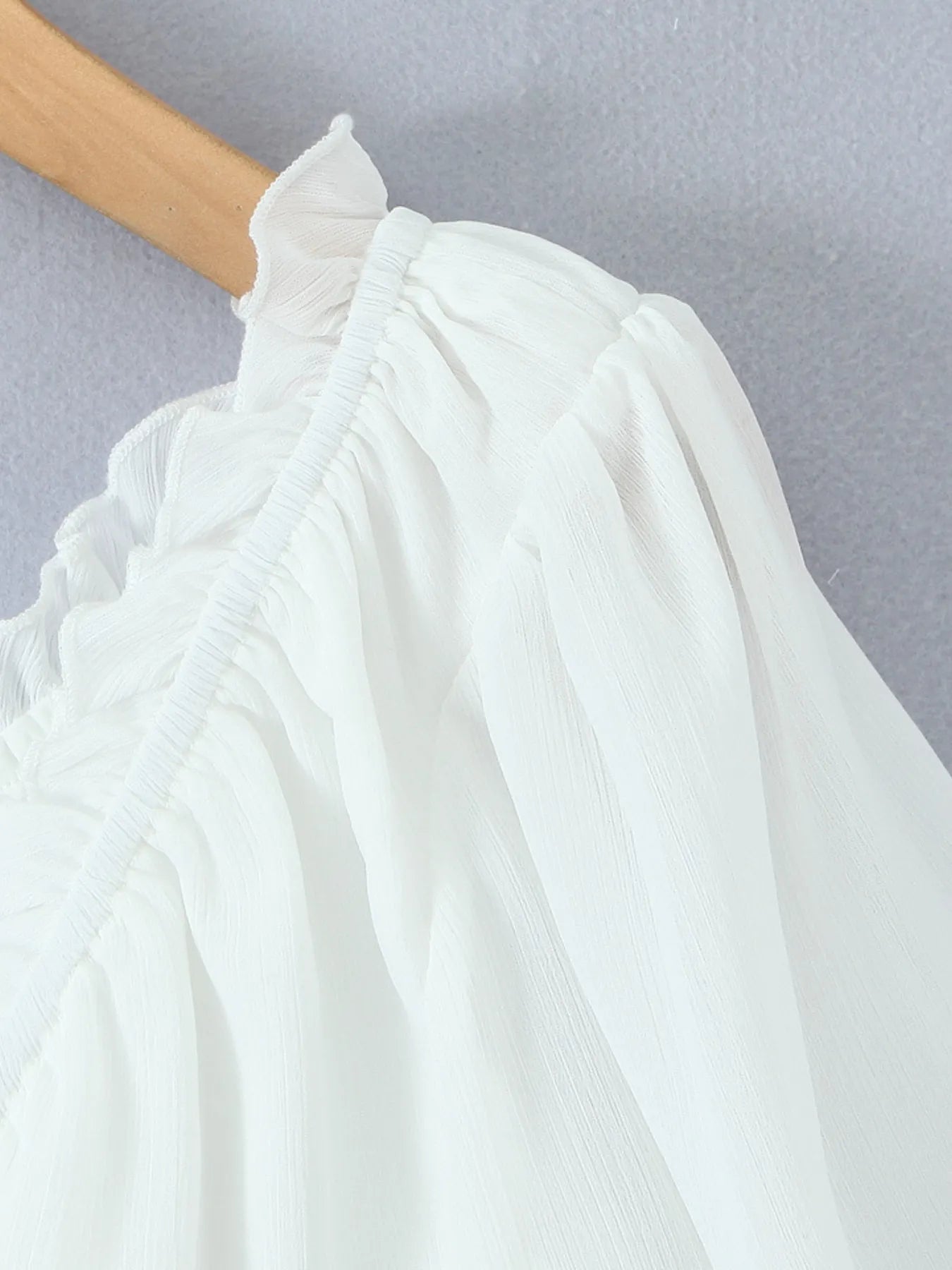 Frill V - Neck Puff Sleeve Blouse
