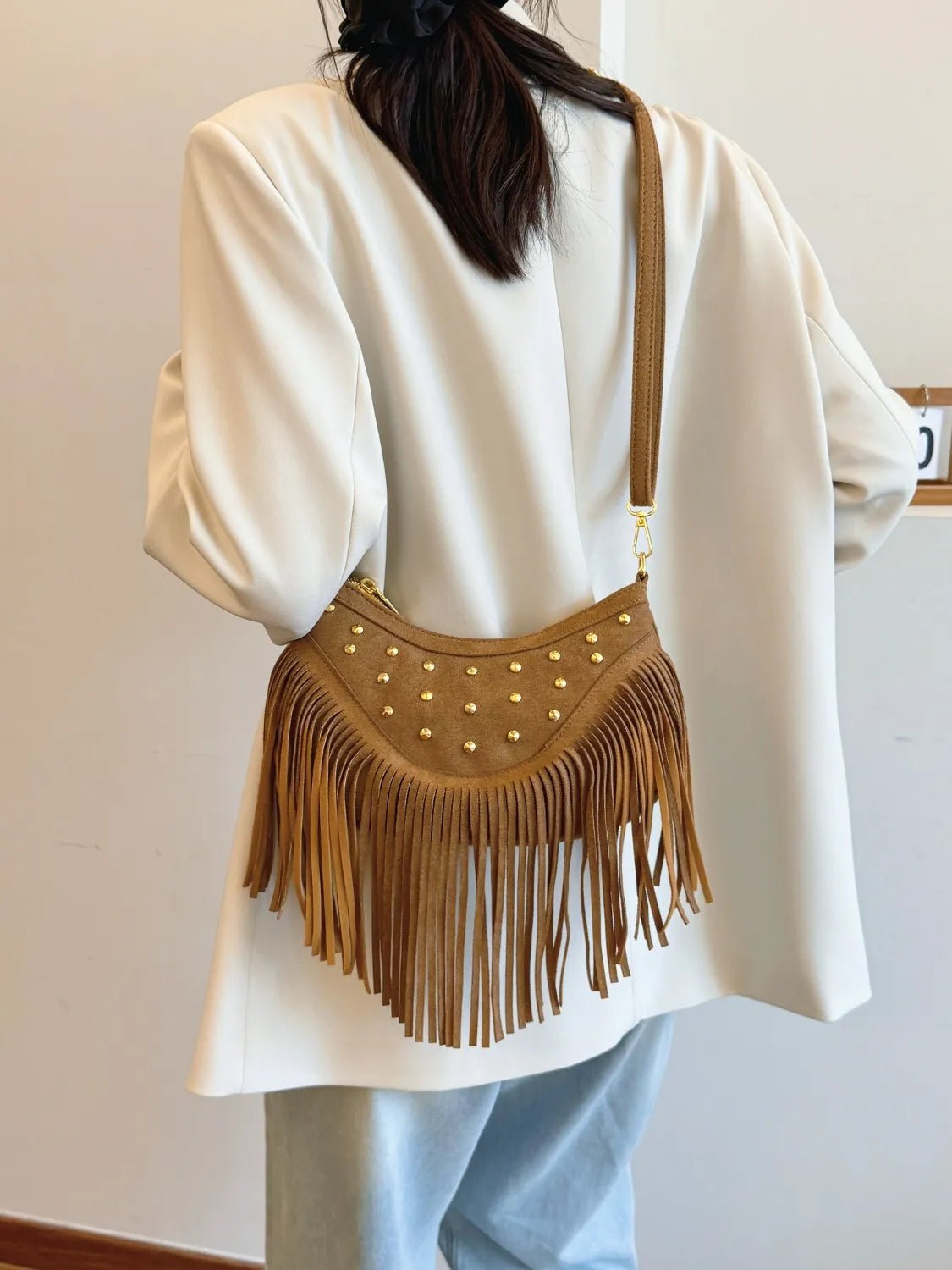 Fringe Studded Shoulder BagBag