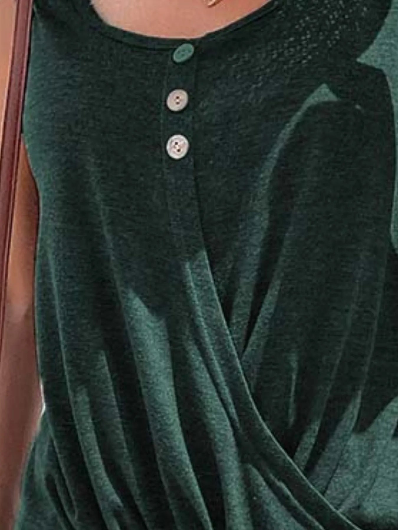 Full Size Twisted Hem Button Detail Tank Plus Size