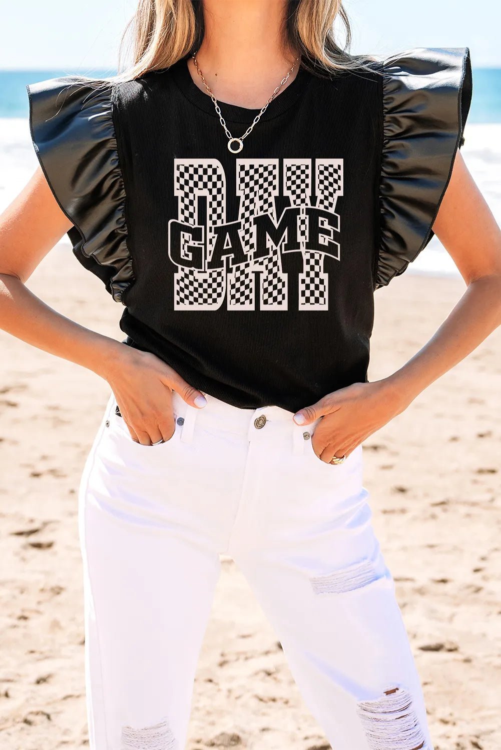 GAME DAY Ruffle Sleeve Blouse