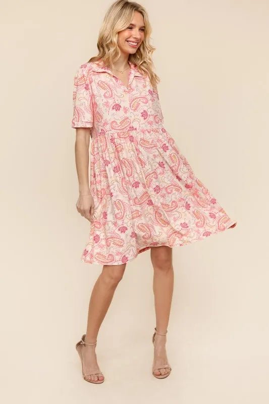 Haptics Fit and Flare Paisley Print Knit Dress