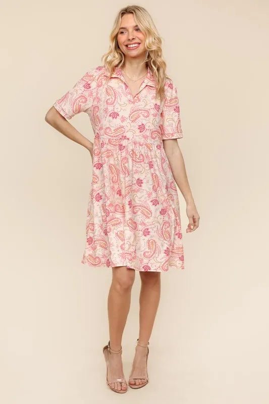 Haptics Fit and Flare Paisley Print Knit Dress