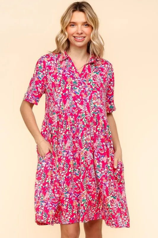 Haptics Johnny Collar Babydoll Dress with Side Pockets