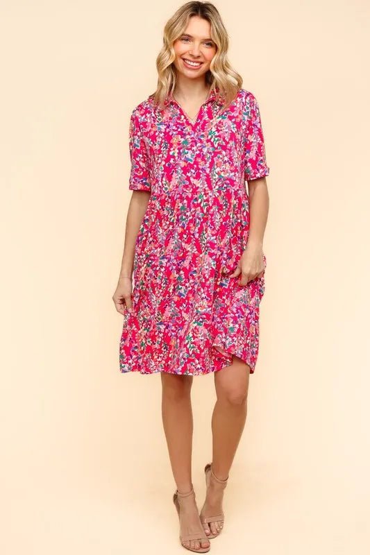 Haptics Johnny Collar Babydoll Dress with Side Pockets