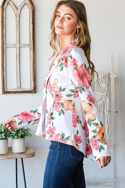 Heimish Full Size Multi Color Floral Blazers with Tunic Plus Size
