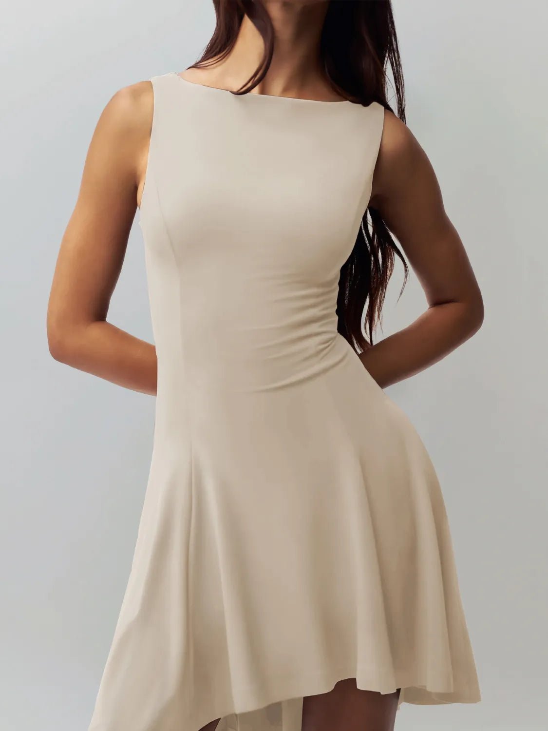 High - Low Round Neck Sleeveless Dress