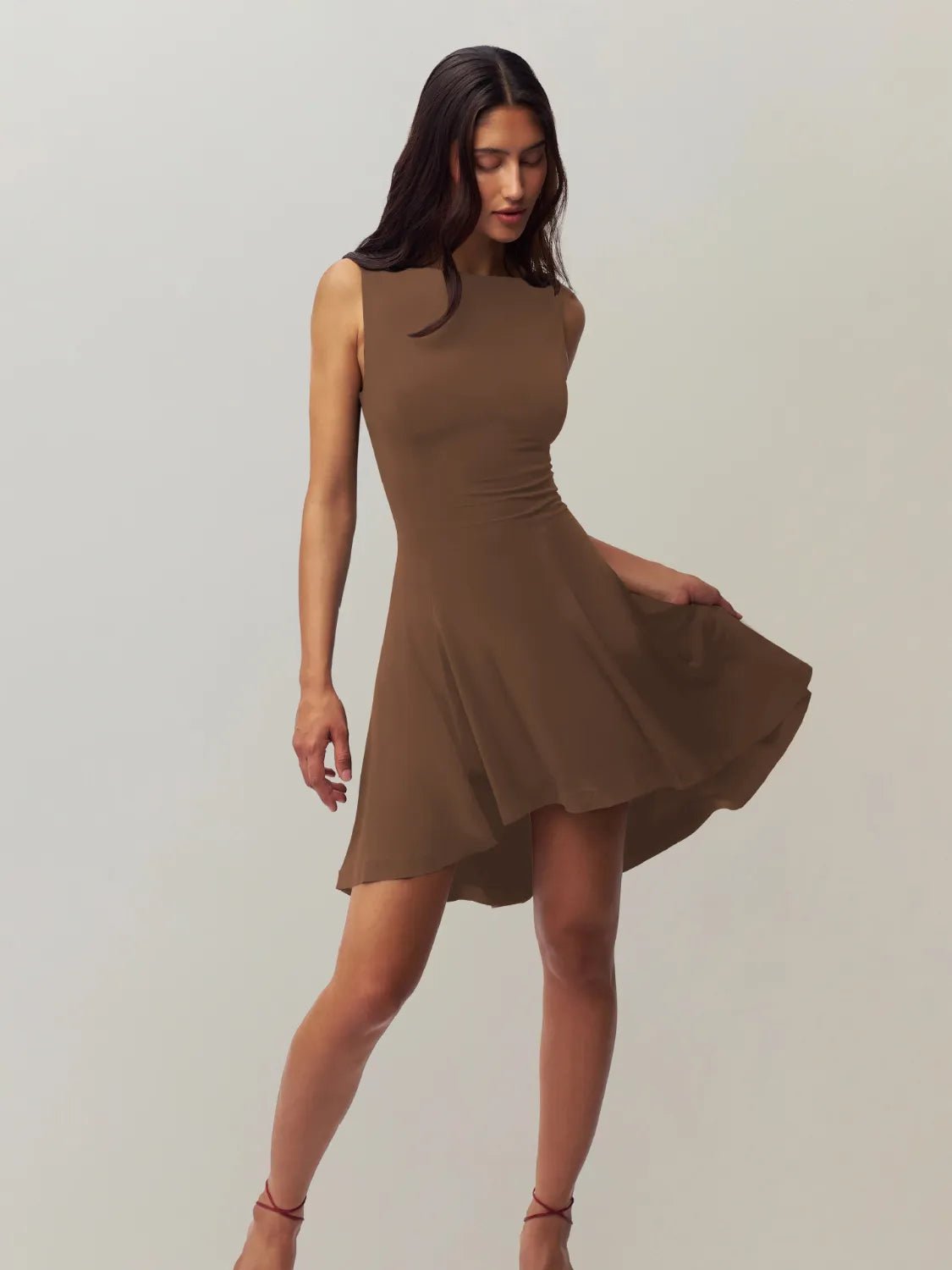 High - Low Round Neck Sleeveless Dress