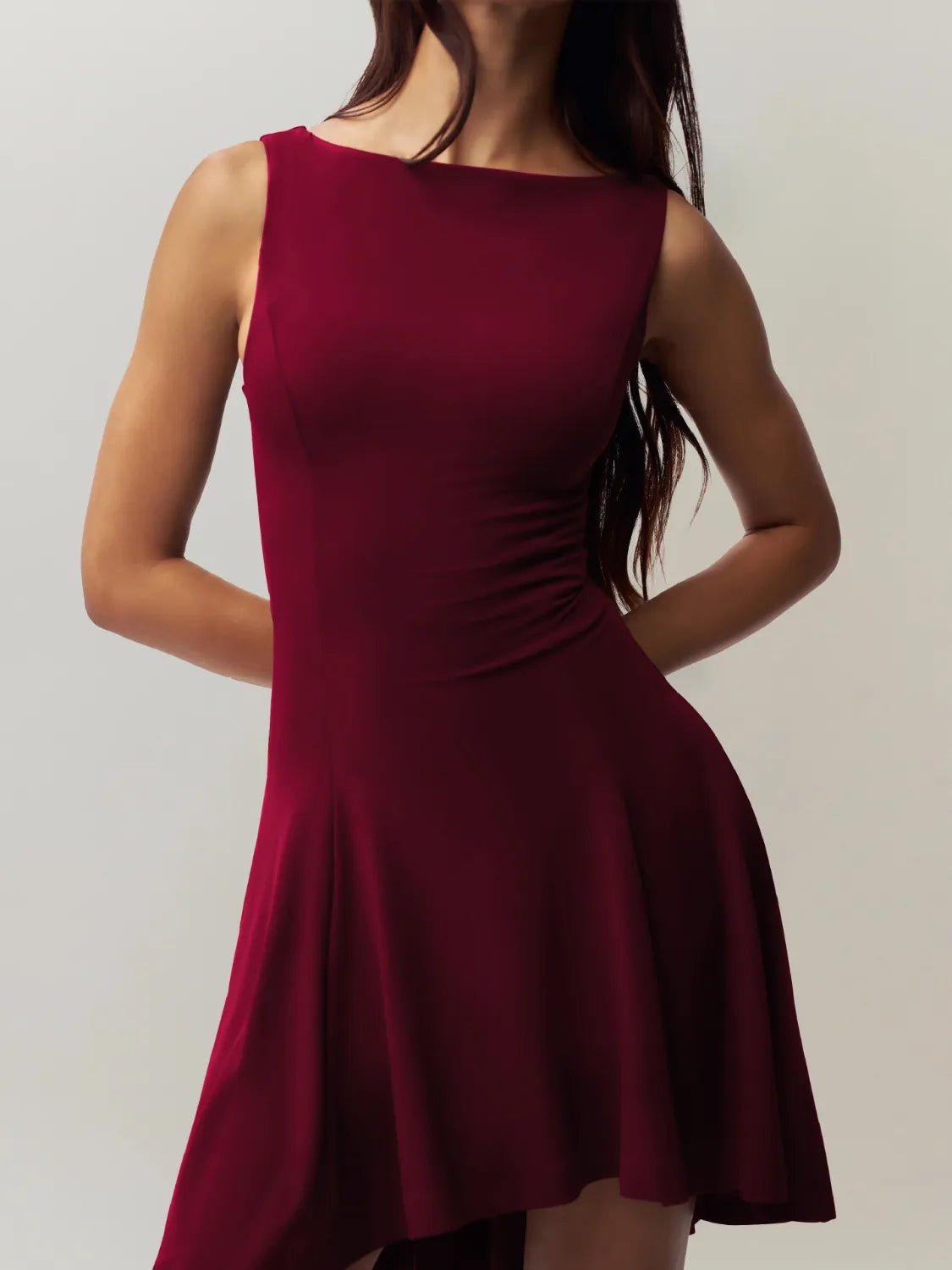High - Low Round Neck Sleeveless Dress