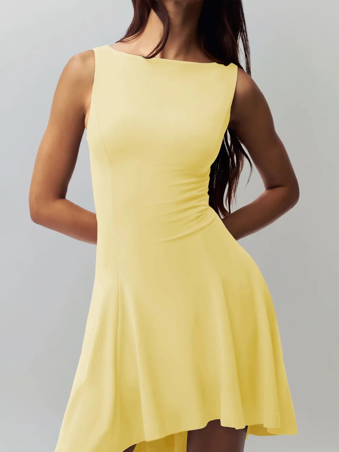 High - Low Round Neck Sleeveless Dress