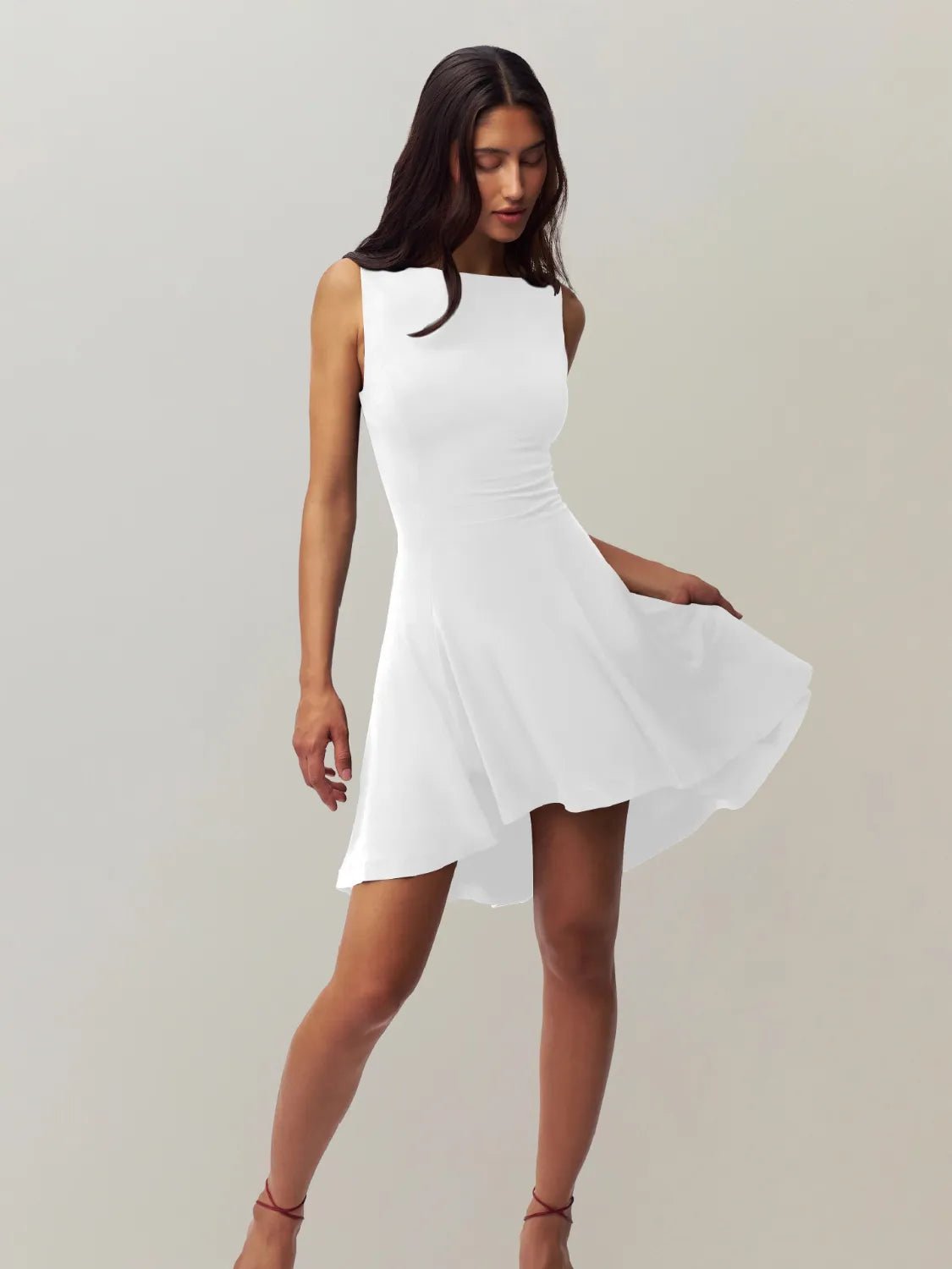 High - Low Round Neck Sleeveless Dress