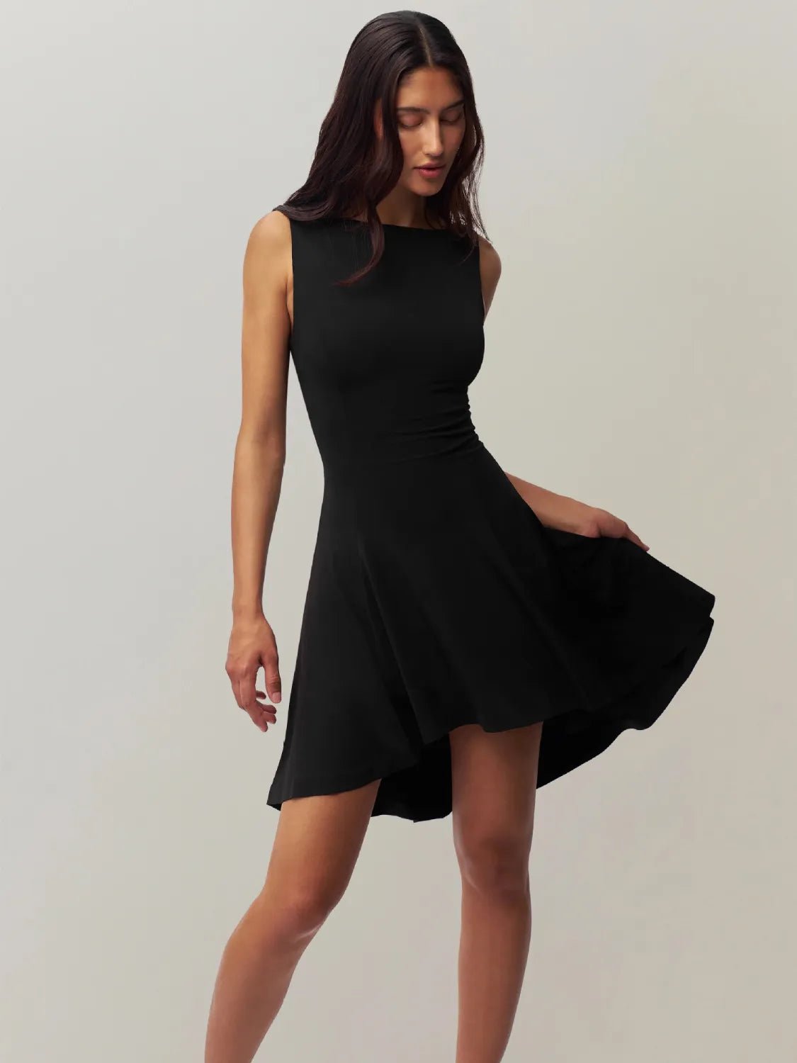 High - Low Round Neck Sleeveless Dress
