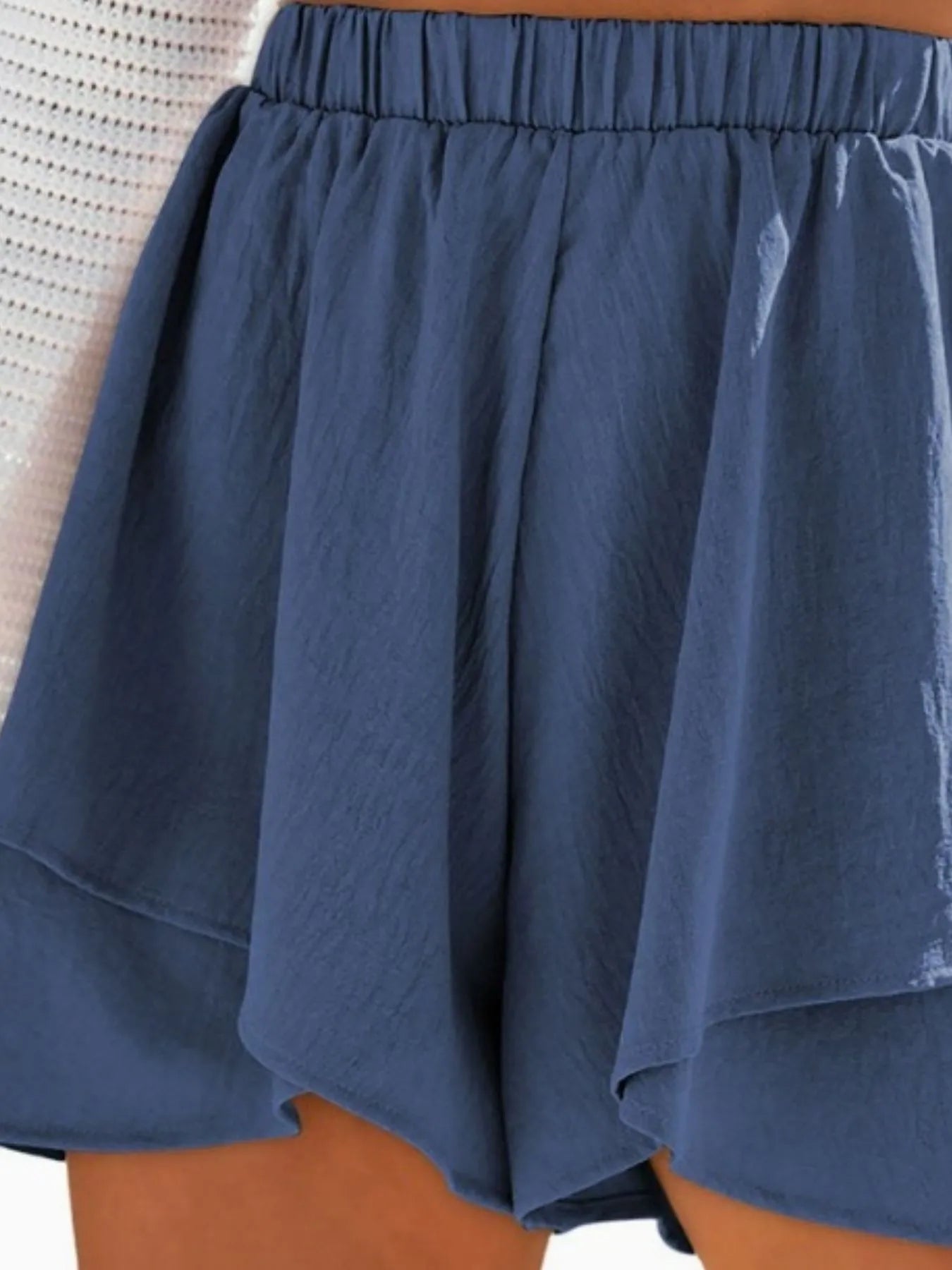 High - Waisted Elastic Waistband Layered Shorts