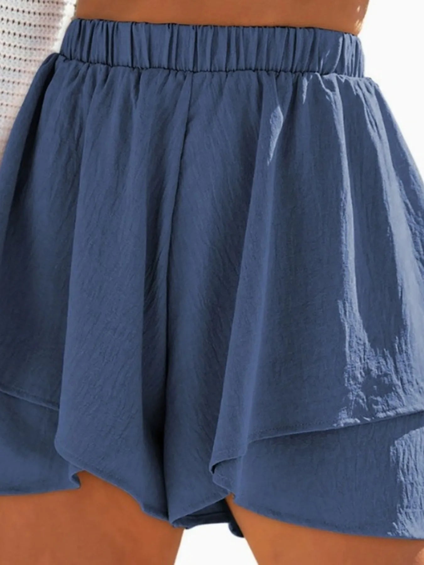 High - Waisted Elastic Waistband Layered Shorts