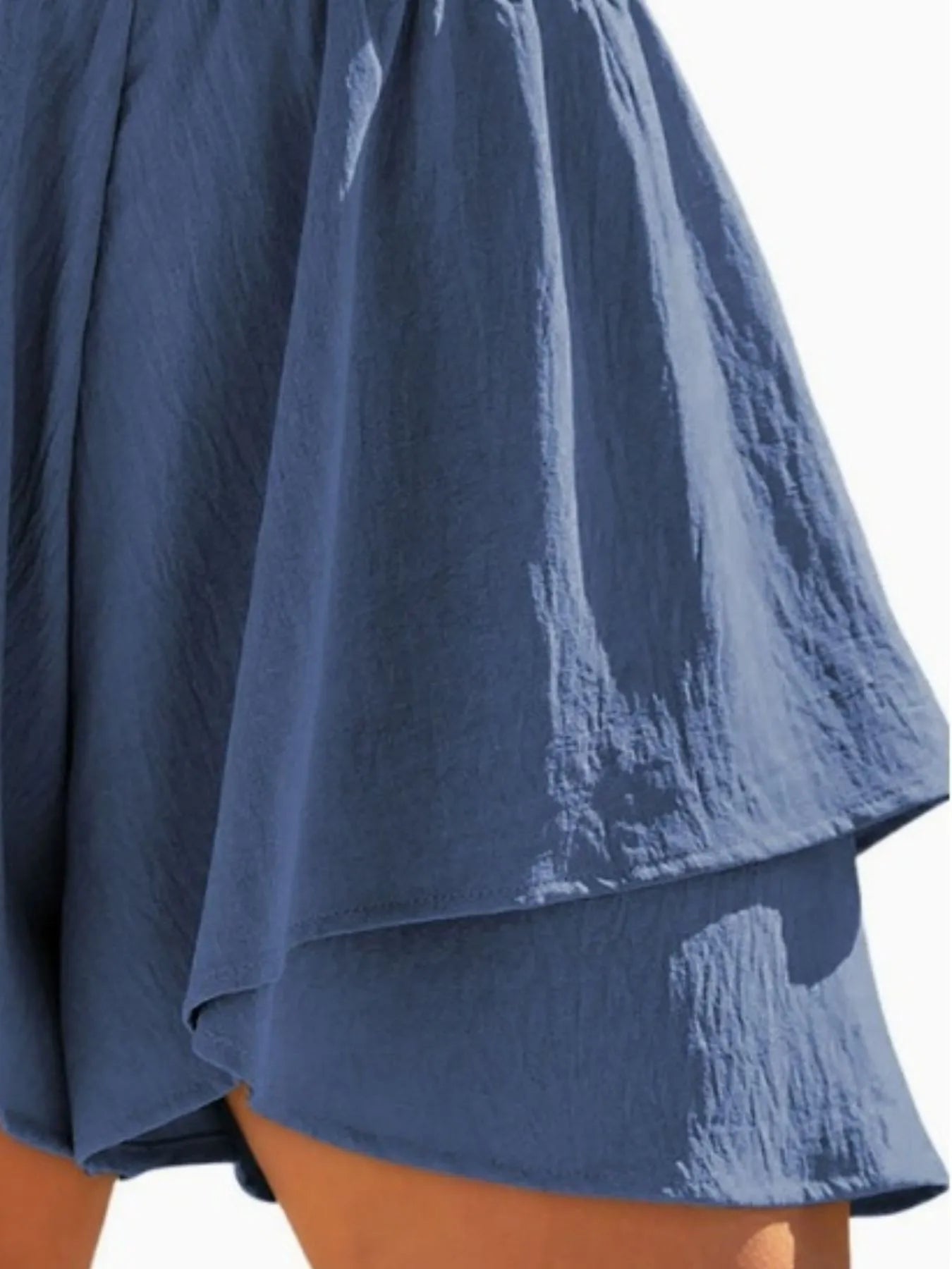 High - Waisted Elastic Waistband Layered Shorts
