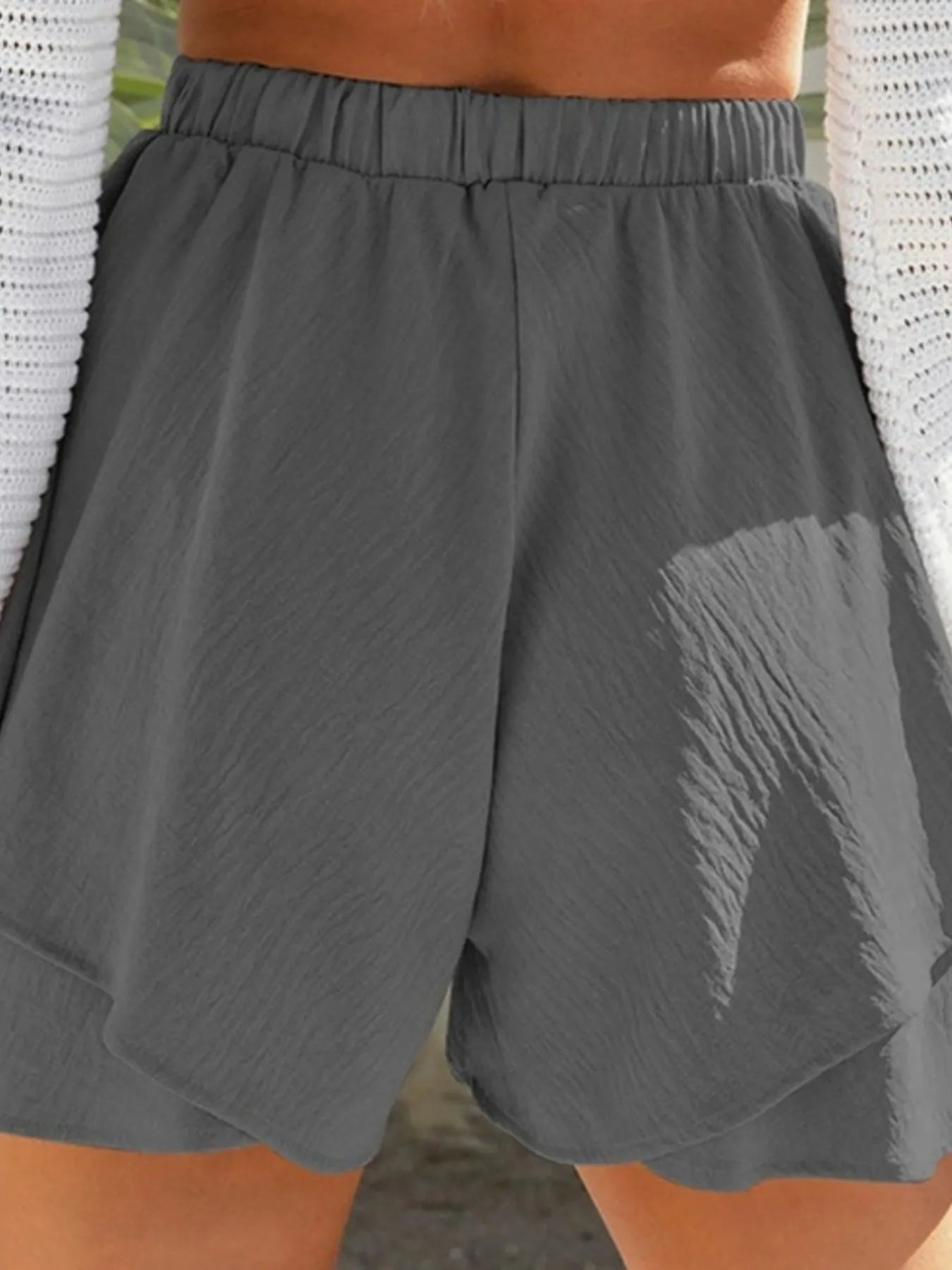 High - Waisted Elastic Waistband Layered Shorts