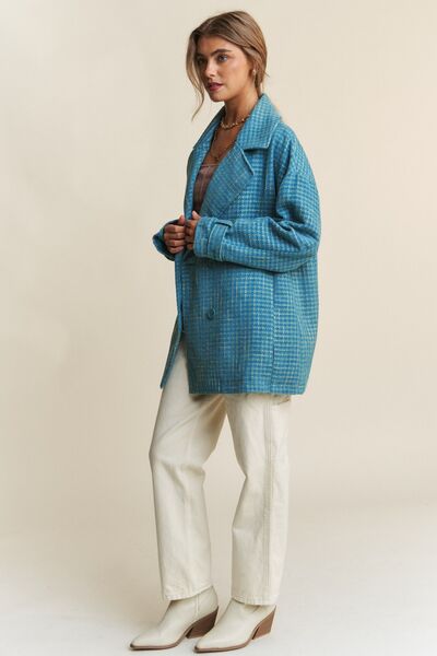 J.NNA Tweed Double - Breasted Long Sleeve Coat