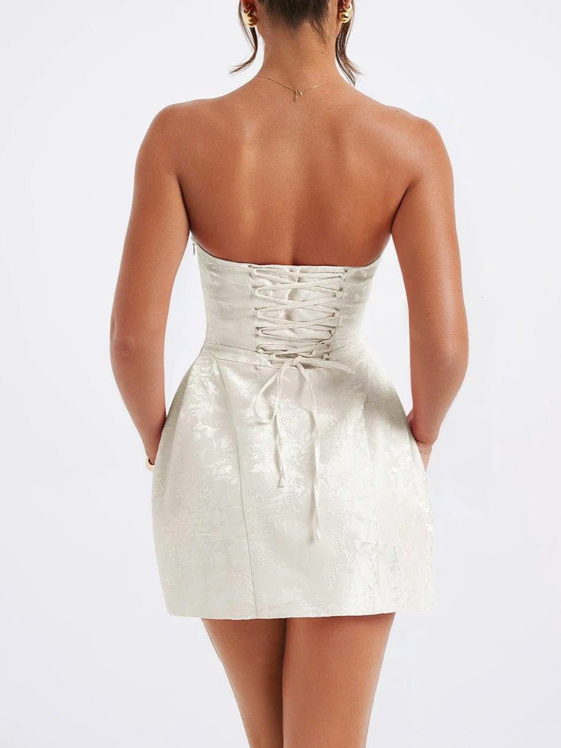Lace - Up Sleeveless Satin Mini Dress with Bow