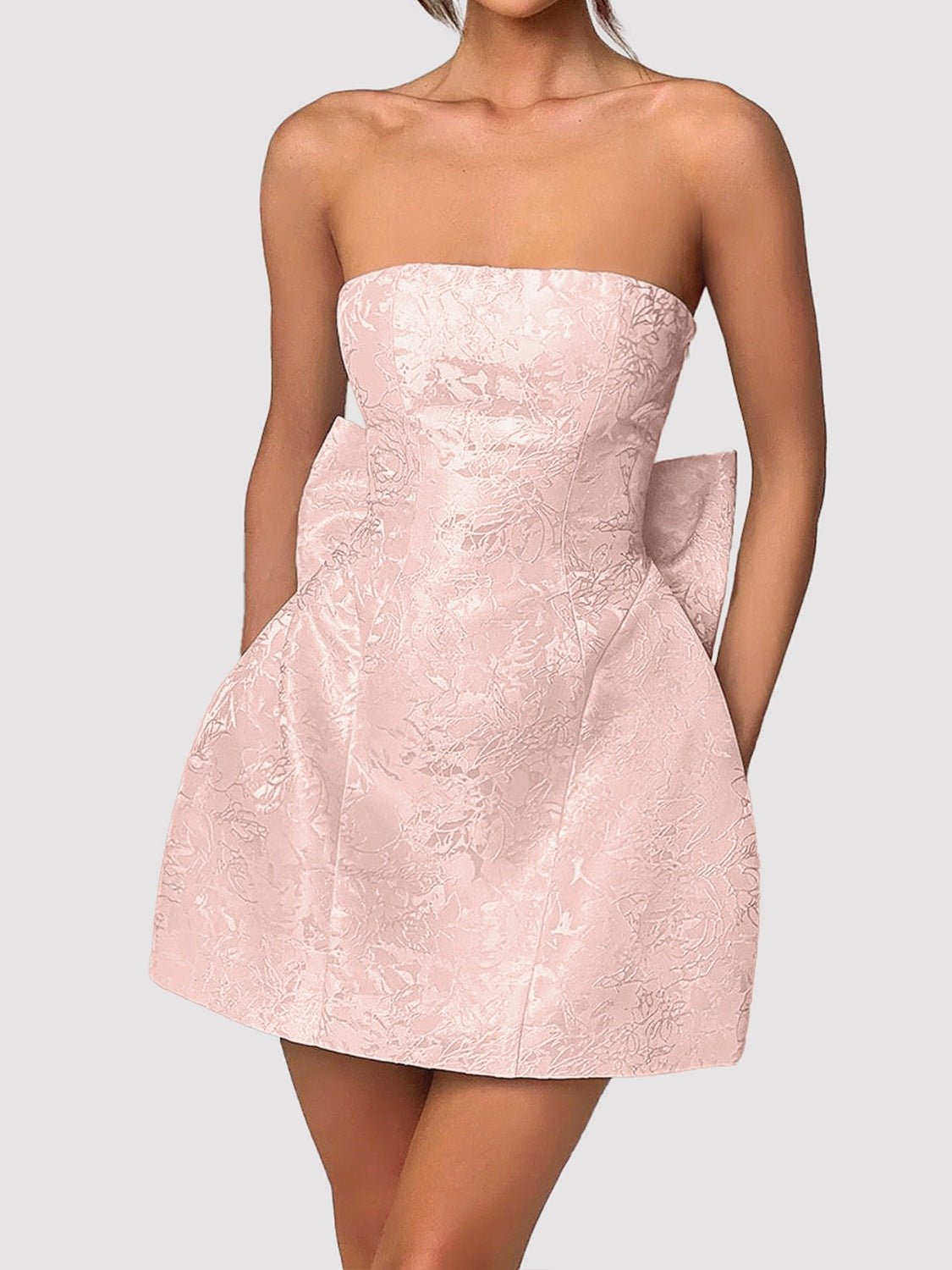 Lace - Up Sleeveless Satin Mini Dress with Bow
