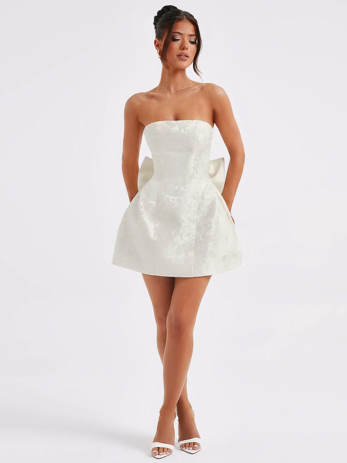 Lace - Up Sleeveless Satin Mini Dress with Bow