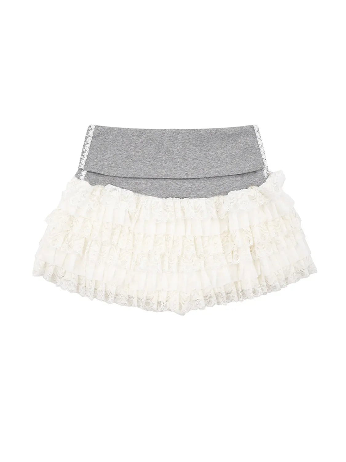 Layered Tulle Mini Skirt with Contrast Waistband