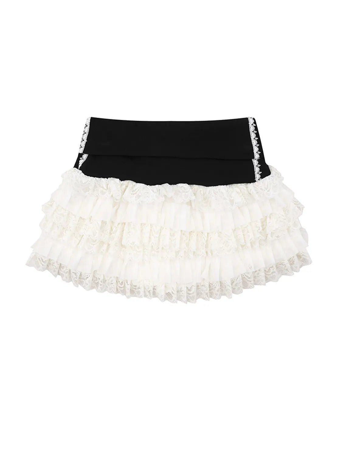 Layered Tulle Mini Skirt with Contrast Waistband