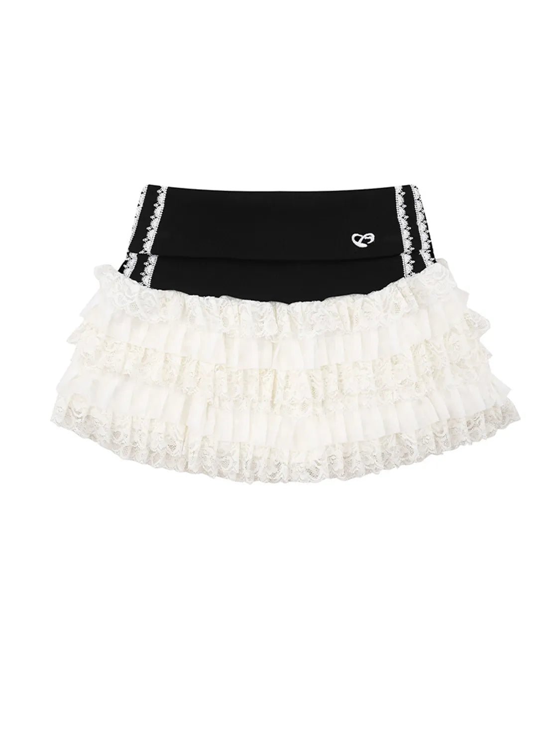 Layered Tulle Mini Skirt with Contrast Waistband