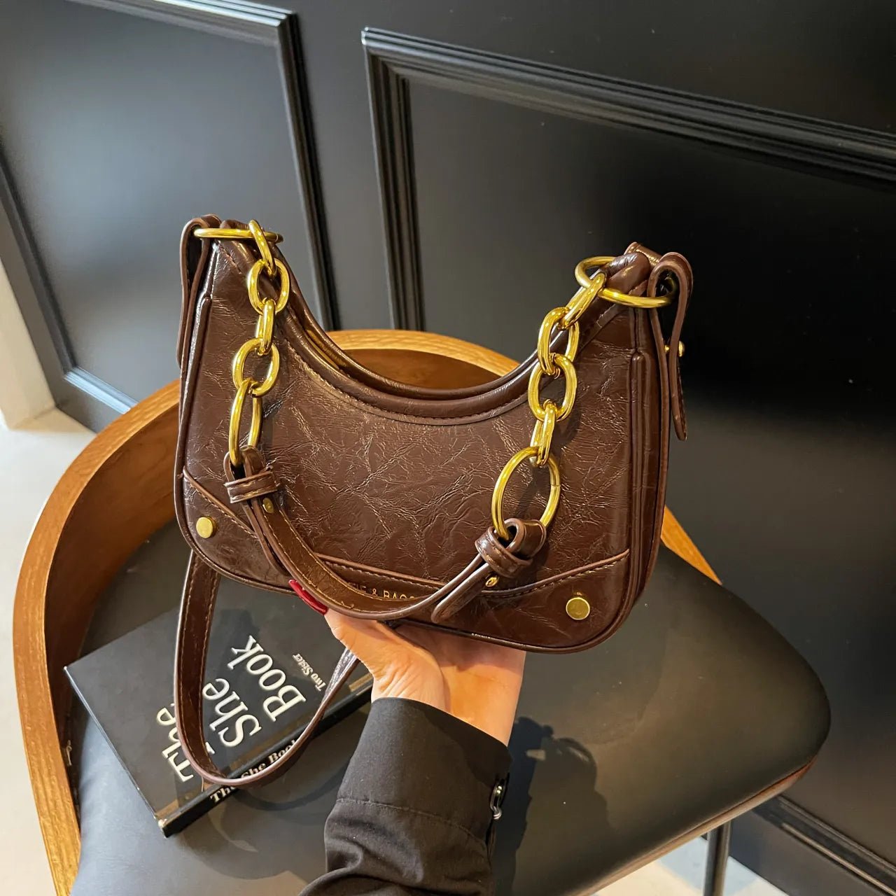 Leather Crescent Shoulder BagBag