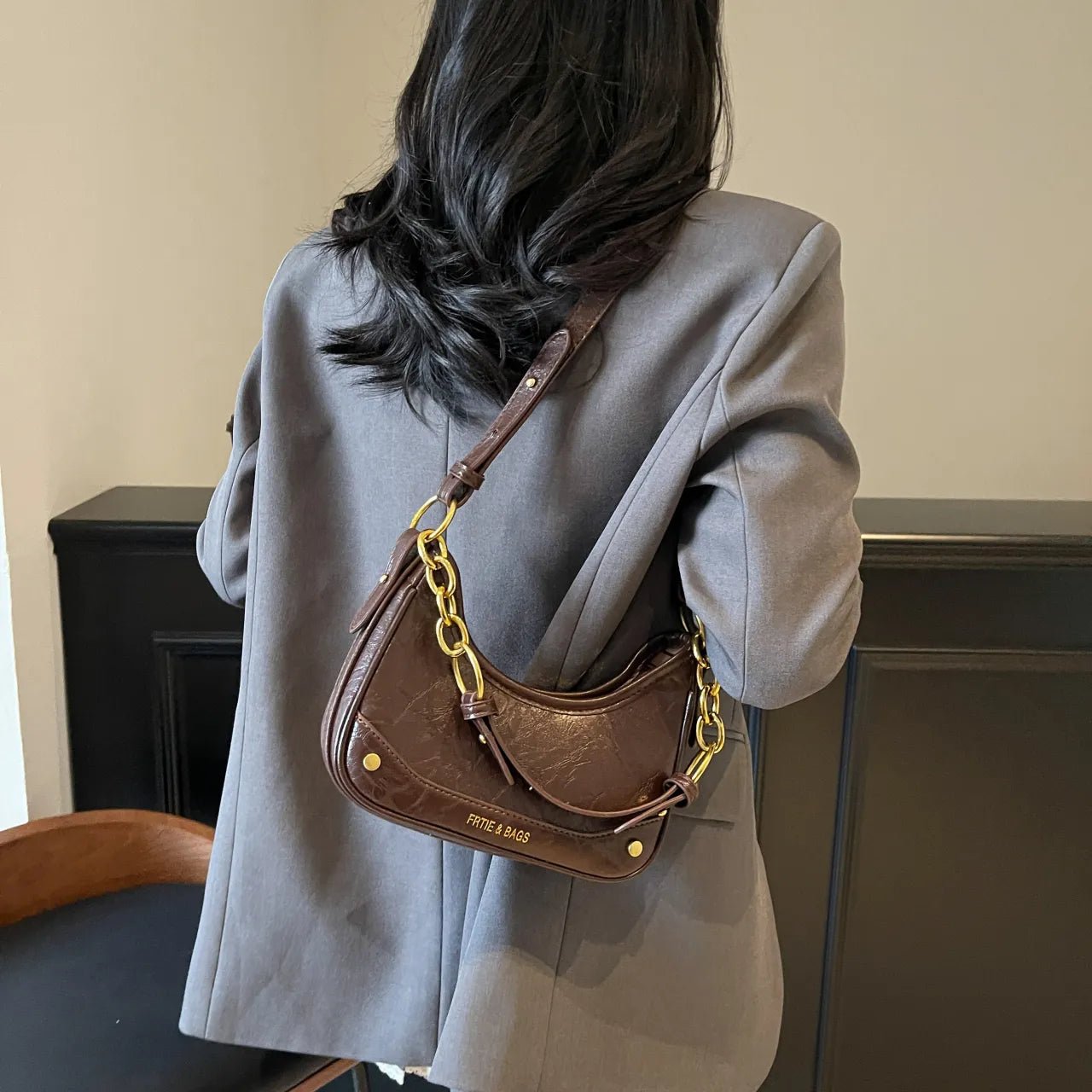Leather Crescent Shoulder BagBag