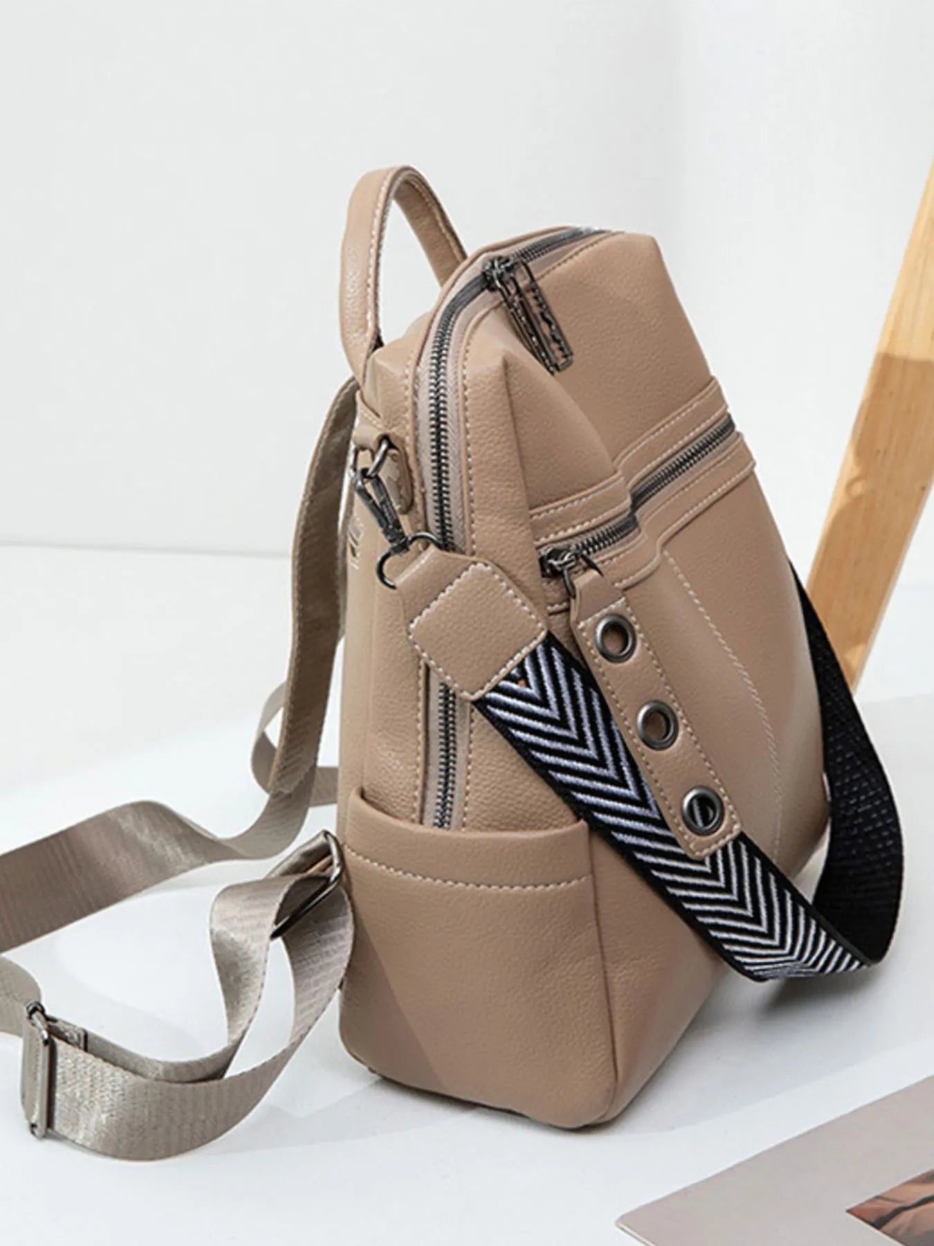 Leather Multi - Compartment Backpack Bag