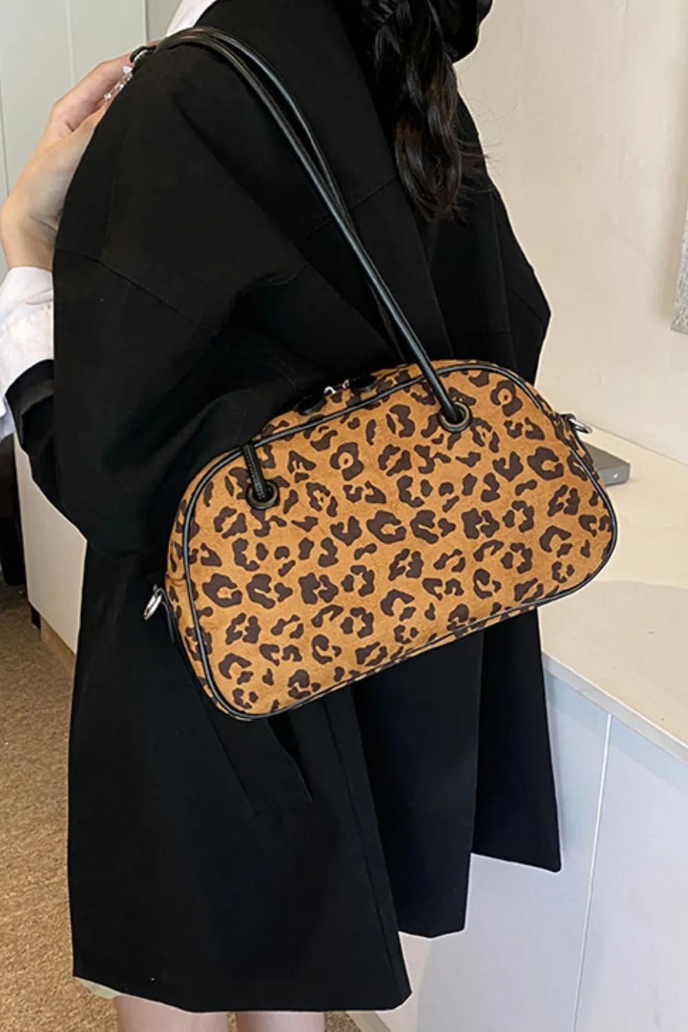 Leopard Suede Medium Shoulder BagBag