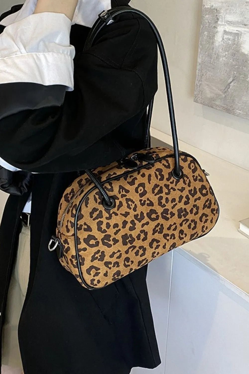 Leopard Suede Medium Shoulder BagBag