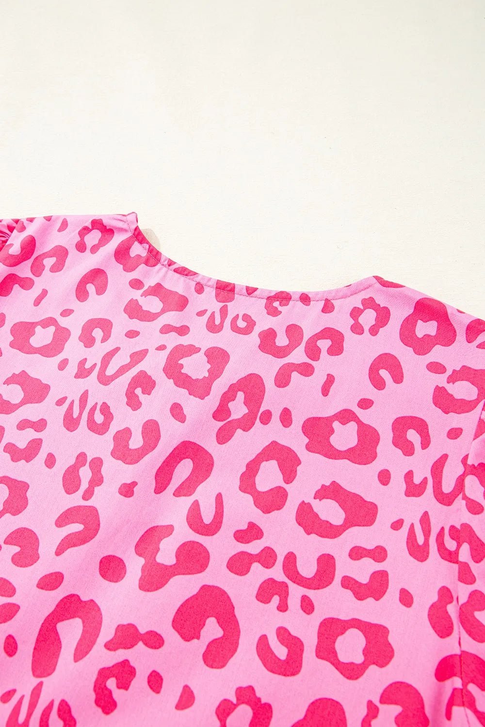 Leopard Tie Front Puff Sleeve Dress