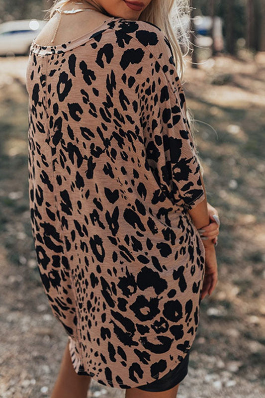 Leopard V - Neck Half Sleeve T-Shirt