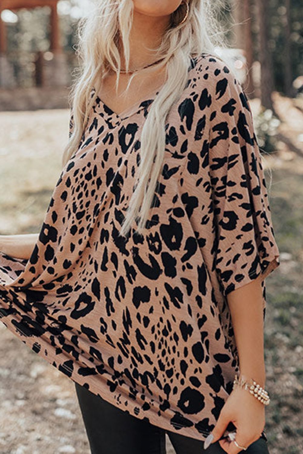 Leopard V - Neck Half Sleeve T-Shirt