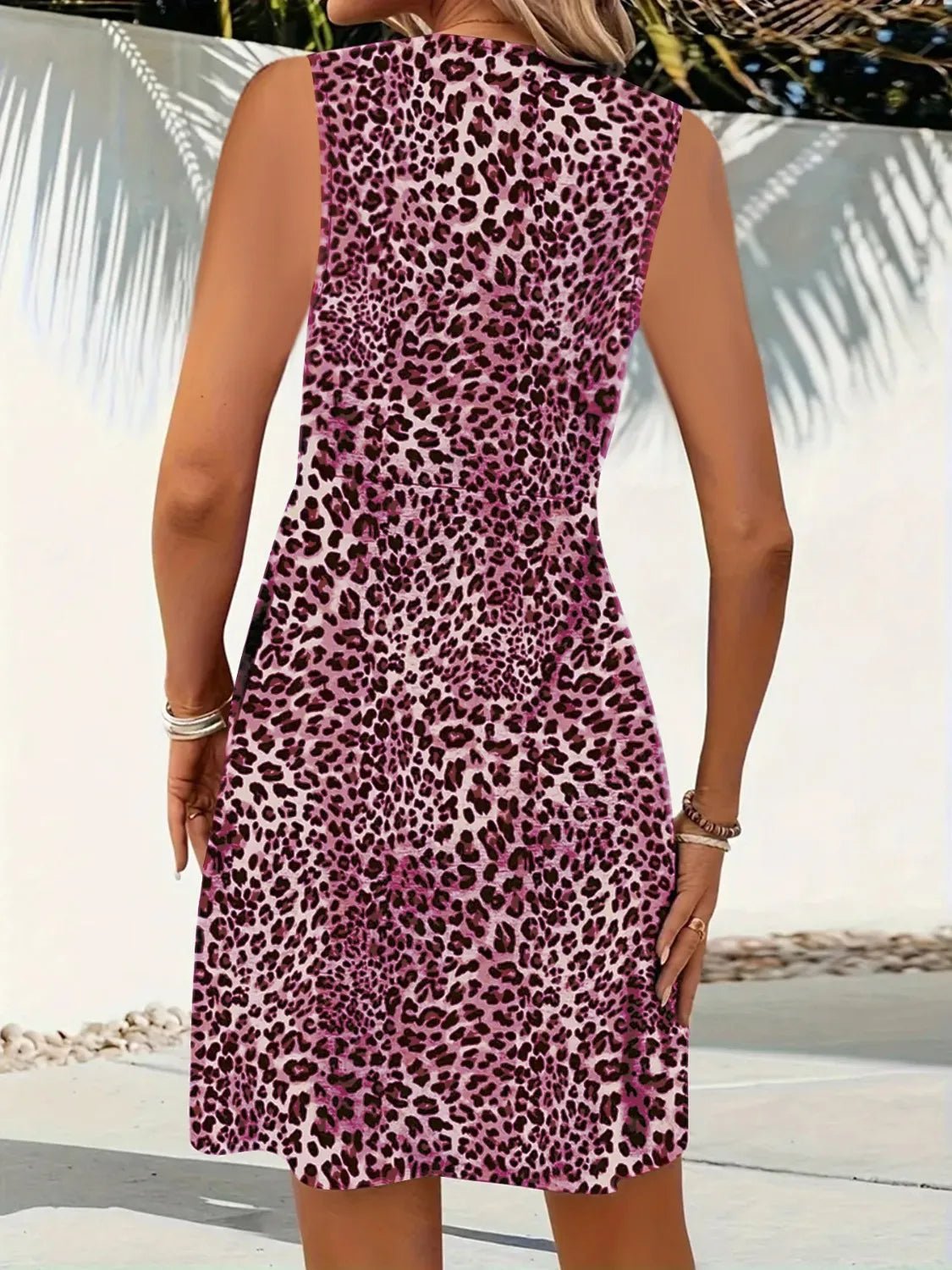 Leopard V - Neck Sleeveless Mini Dress