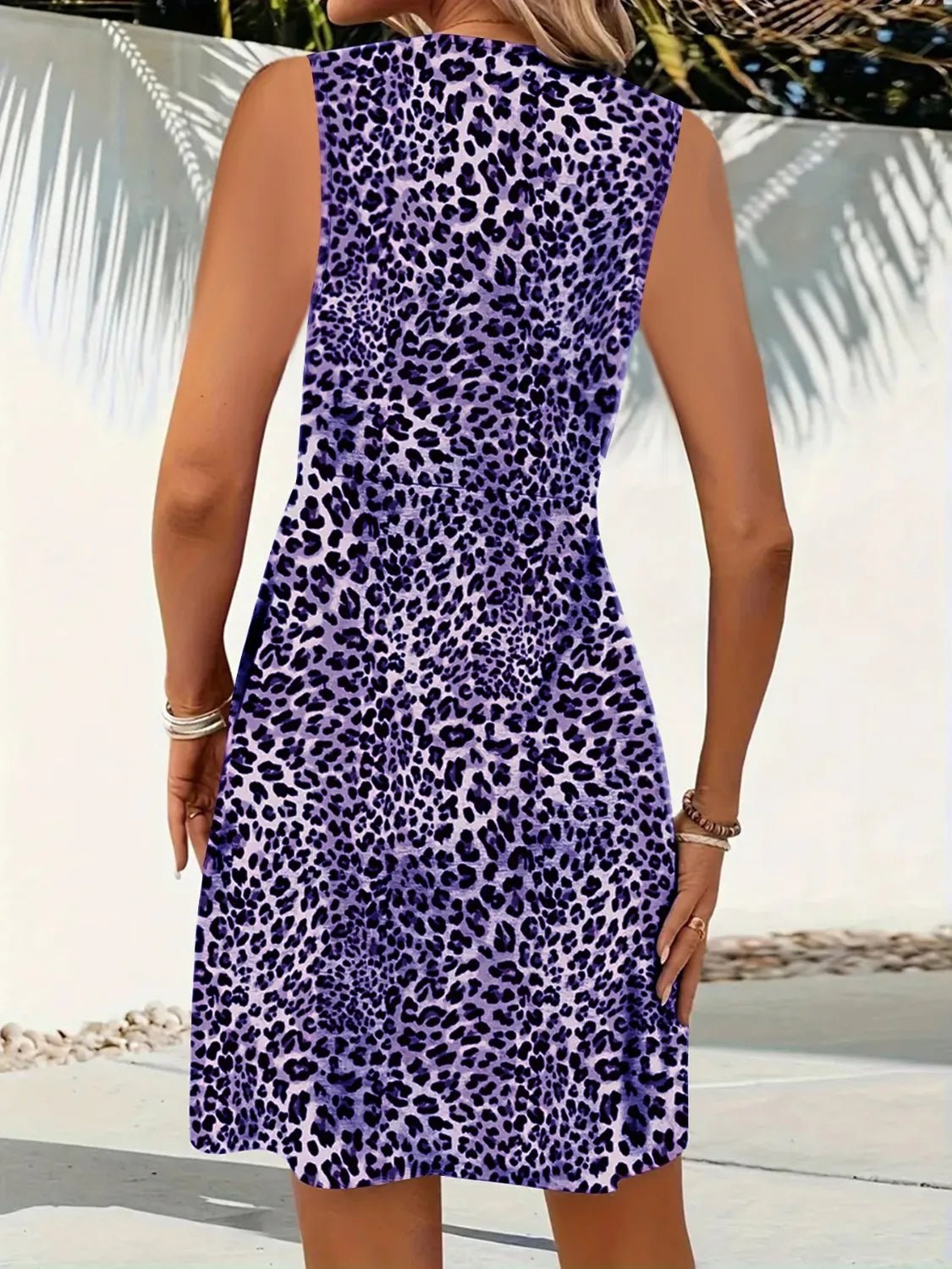 Leopard V - Neck Sleeveless Mini Dress