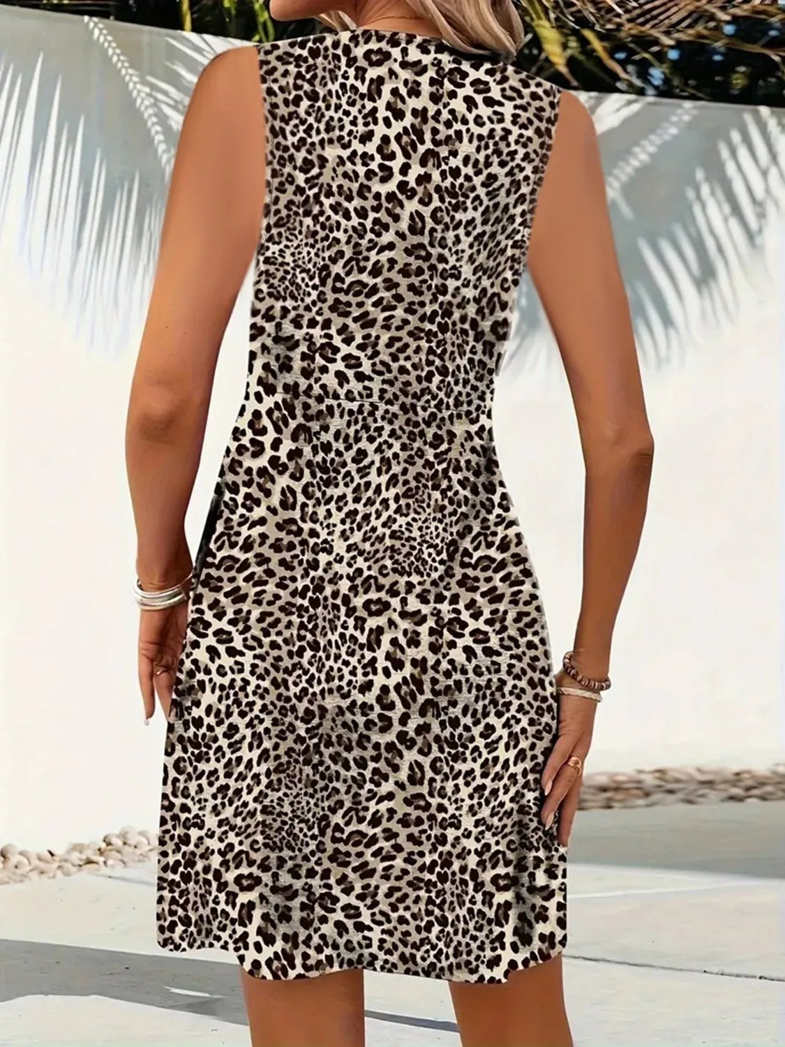 Leopard V - Neck Sleeveless Mini Dress