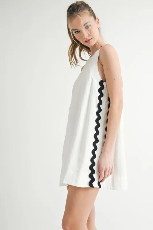 MABLE Linen Mix Side Ric Rac A - Line Mini Dress