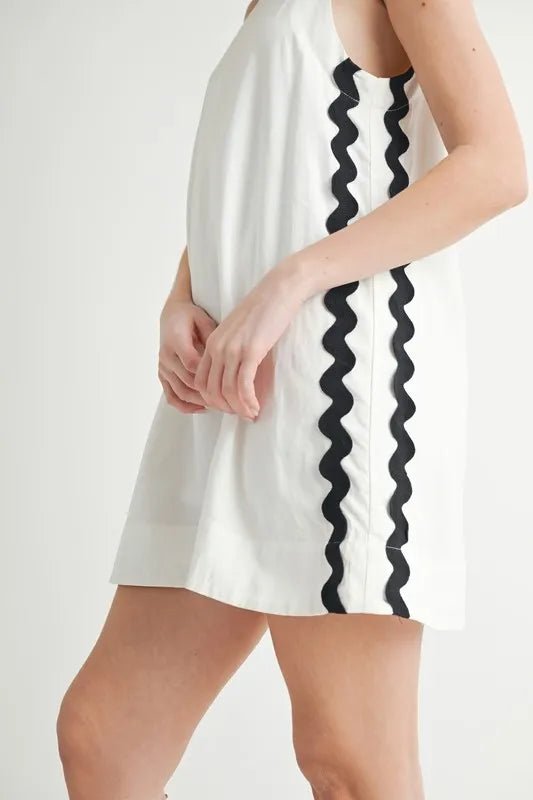 MABLE Linen Mix Side Ric Rac A - Line Mini Dress