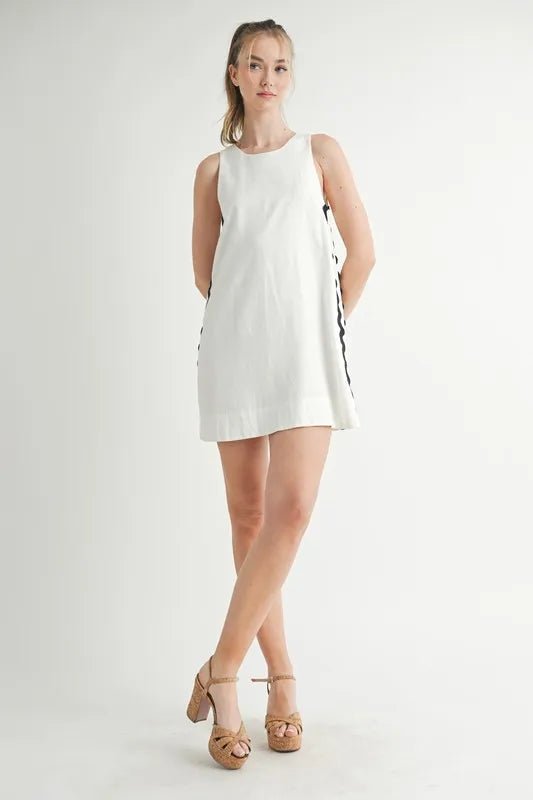 MABLE Linen Mix Side Ric Rac A - Line Mini Dress