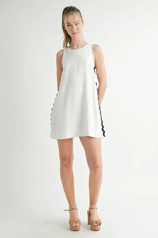 MABLE Linen Mix Side Ric Rac A - Line Mini Dress