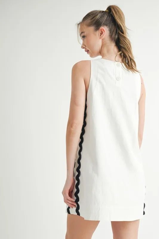 MABLE Linen Mix Side Ric Rac A - Line Mini Dress