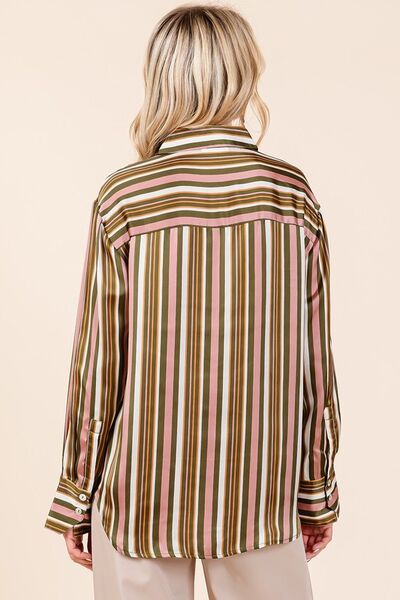 Mittoshop Striped Button Down Satin Shirt