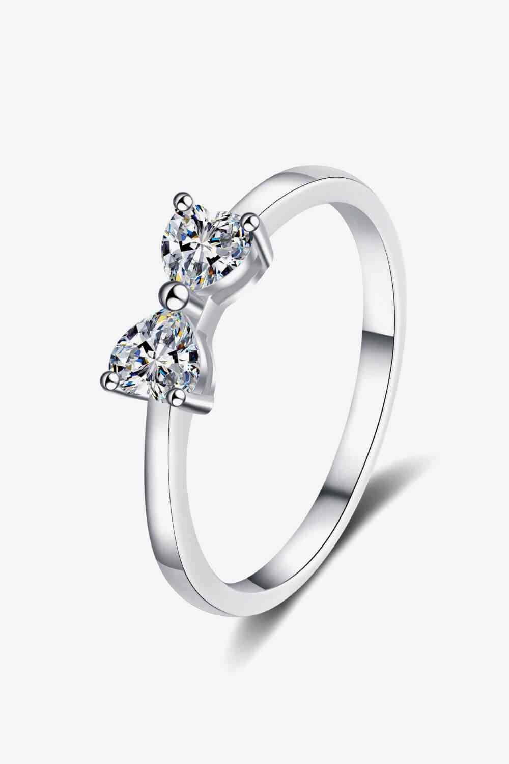 Moissanite Bow Rhodium - Plated Ring