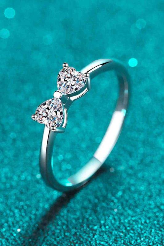 Moissanite Bow Rhodium - Plated Ring