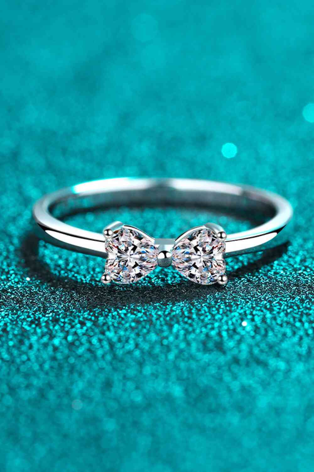 Moissanite Bow Rhodium - Plated Ring