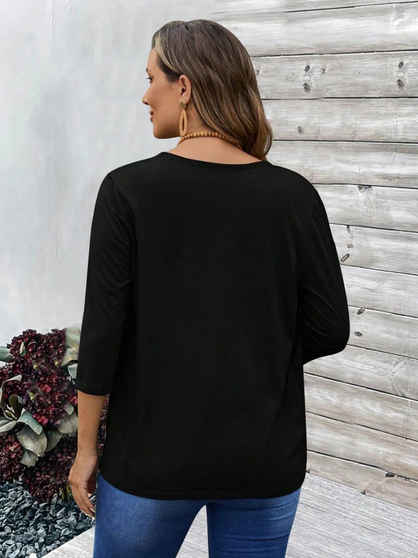 Open Front 3/4 Sleeves Cardigan