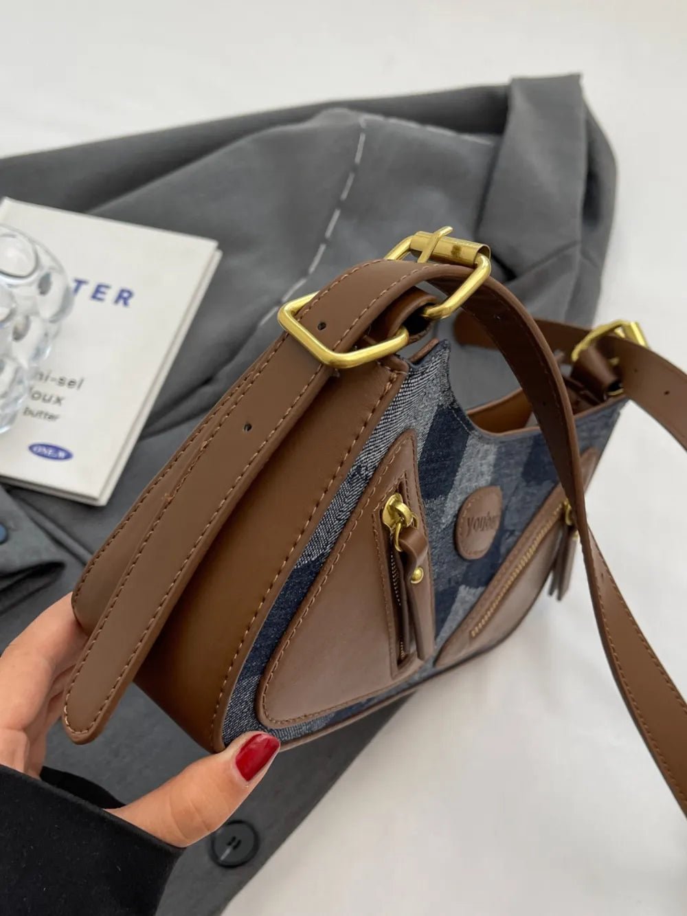 Plaid Adjustable Strap Shoulder BagBag